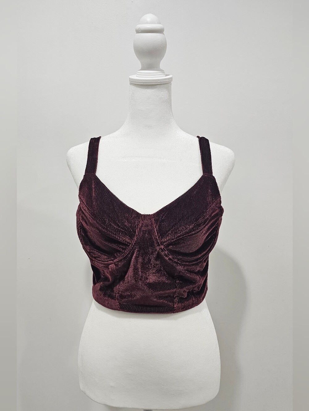 Tilly's Velvet Crop Tank - Burgundy